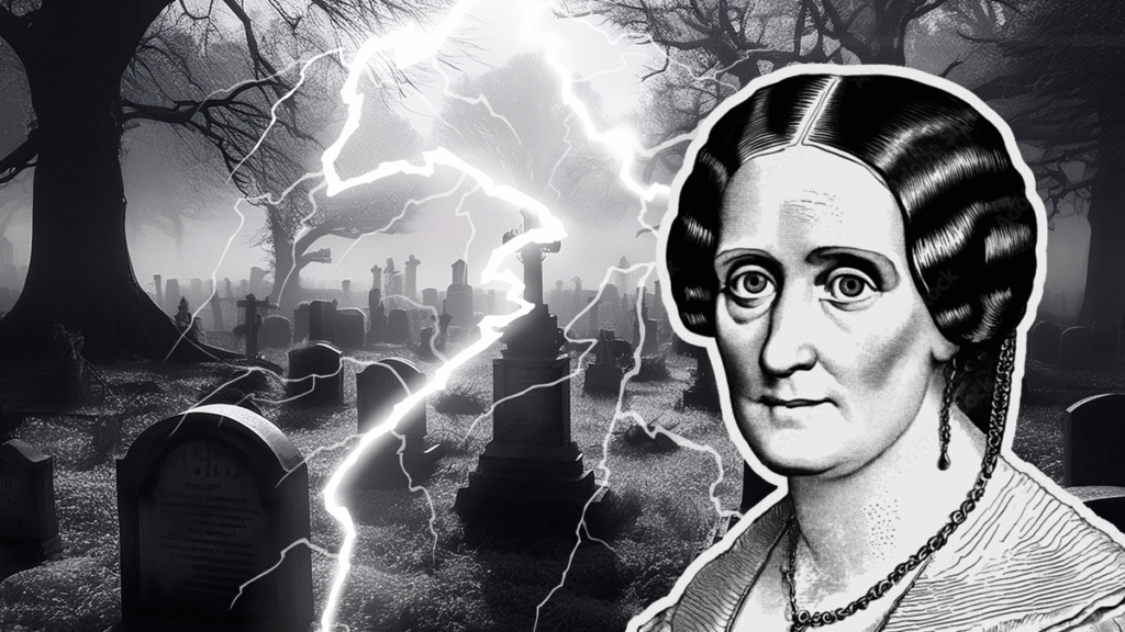 Mary Shelley in a graveyard